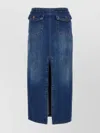 Chloé Chic Denim Midi Skirt With Front Slit