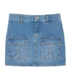 Chloé Logo-patch Denim Skirt In Blue