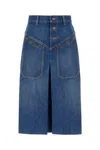 Chloé Knee-length Skirt In Washed Blue Denim Women In Blue