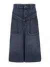 Chloé Knee-length Skirt In Washed Blue Denim Women In Blue