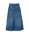 Chloé Button-front Denim Midi Skirt With Patch Pockets In Blue