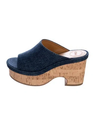 Pre-owned Chloé Denim Slides In Blue
