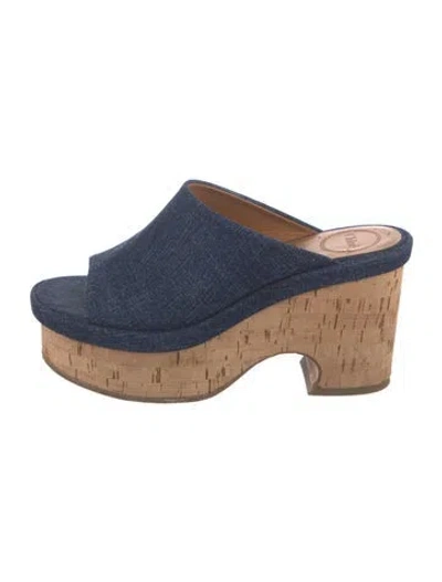 Pre-owned Chloé Denim Slides In Blue