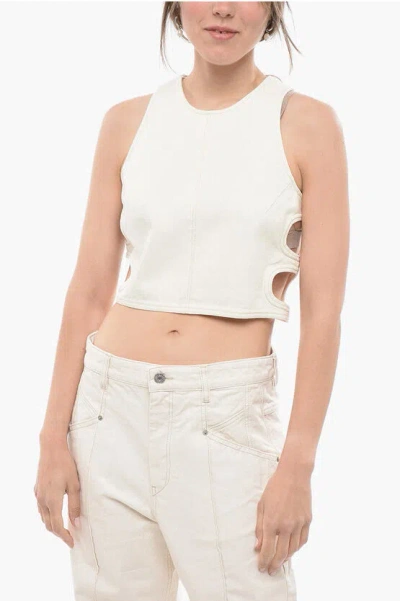Chloé Off-white Cropped Denim Tank Top In 107 Iconic Milk