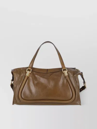 Chloé Detachable Strap Top Handle Gold Hardware In Brown