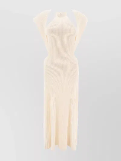 Chloé Detail Cut-out Halter Neck Ribbed Sleeveless Dress In Neutral