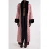 Chloé Diamond Quilted Longline Coat With Genuine Shearling Trim In Pink