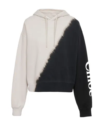 CHLOÉ DIP-DYE COTTON-FLEECE HOODIE