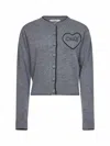 Chloé Divine Grey Wool And Cashmere Knit Embroidered Cardigan In Gray