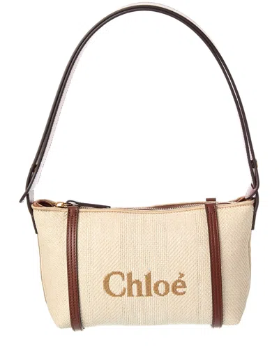 Chloé Dnu Pack Chloe Carry Raffia & Leather Shoulder Bag In Beige