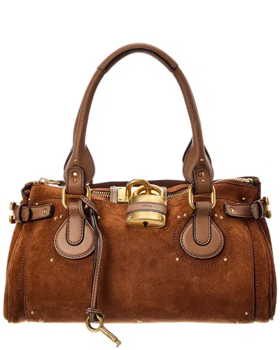 Chloé Dnu Pack  Paddington Suede & Leather Shoulder Bag In Brown