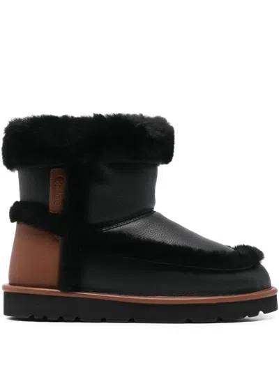 Chloé Chloe Black Shearling Dolcie Ankle Boots