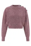 Chloé Cropped Mock-neck Sweater In A Merino Wool Knit In Pink