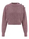 Chloé Cropped Mock-neck Sweater In A Merino Wool Knit In Pink