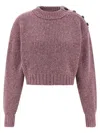 Chloé Cropped Mock-neck Sweater In A Merino Wool Knit In Pink