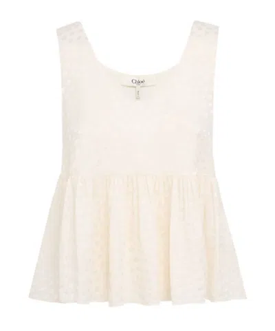 Chloé Dot Jacquard Silk Top In Pink