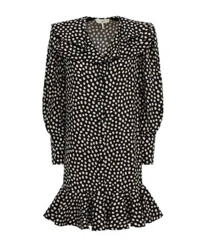 Chloé Dot Print Silk Jacquard Mini Dress In Black