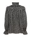 Chloé Women Black Blouse With High Neck And All-over Polka Dot Motif In Silk Woman In Black