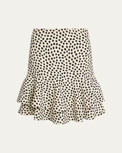 Chloé Dots-print Silk Crepe De Chine Ruffle Skirt In White