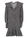 Chloé Dots-print Silk Jacquard Capelet Long-sleeve Mini Dress In Multi