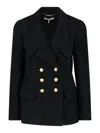 Chloé Double-breasted Virgin Wool Blend Blazer In Burgundy