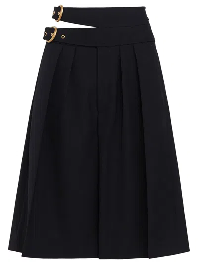 Chloé Wool Bermuda With Double Buckle In Black