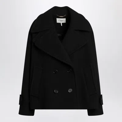 Chloé Double-breasted Black Coat In Wool Blend Women