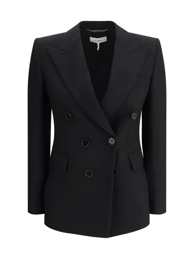 Chloé Single-breasted Wool Jacket In Green