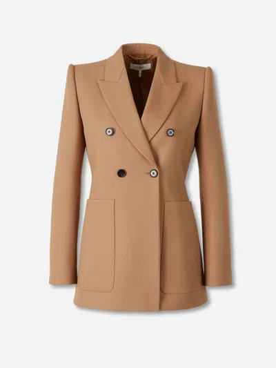 Chloé Peak-lapel Button Wool Blazer In Brown