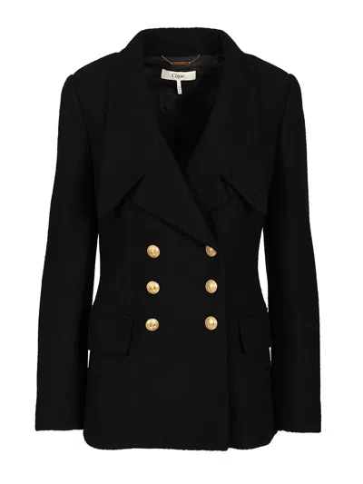 Chloé Double Breasted Blazer Jackets Black
