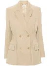 Chloé Double-breasted Jacket In Soft Wool In Nude