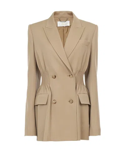 Chloé Double-breasted Blazer In Nude