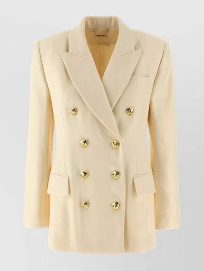 Chloé Double-breasted Blazer With Gold-tone Buttons In White