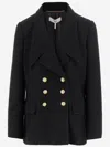 Chloé Cascade-lapel Double-breasted Boucle Jacket In Black