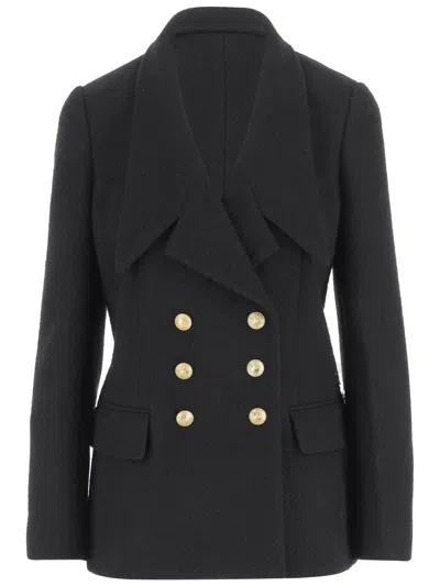 Chloé Double-breasted Bouclé Wool Jacket In Blue