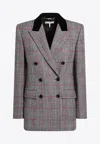 Chloé Double-breasted Velvet-trimmed Checked Wool Blazer