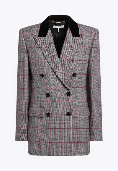 CHLOÉ DOUBLE-BREASTED CHECKED BLAZER