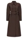 Chloé Chloe Houndstooth Double-breasted Belted Wool Coat In Brown