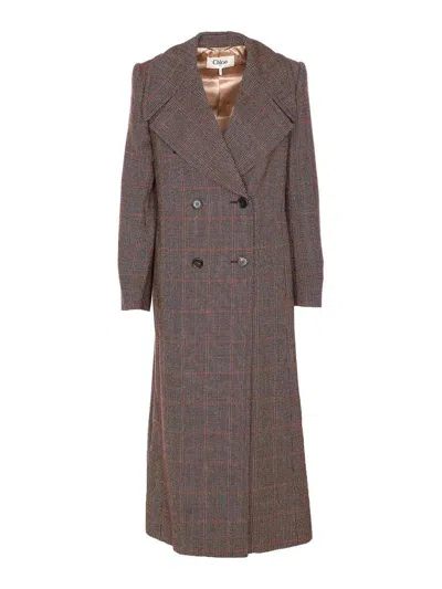 Chloé Double-breasted Coat In Brown