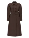 Chloé Chloe Houndstooth Double-breasted Belted Wool Coat In Brown