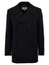 Chloé Pea Coat In Double Wool Crêpe Blue Size 6 100% Wool, Horn Bubalus Bubalis, Farmed, Coo India