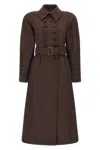 Chloé Chloe Houndstooth Double-breasted Belted Wool Coat In Brown