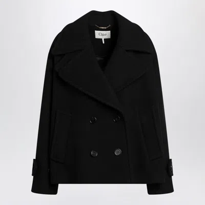 Chloé Double-breasted Coat In Blend In Black