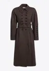 Chloé Double-breasted Coat In Houndstooth Wool In Brown