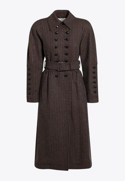 CHLOÉ DOUBLE-BREASTED COAT IN HOUNDSTOOTH WOOL