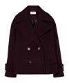 Chloé Women Black Double-breasted Jacket With Notched Wide Revers And Dropped Shoulders In Wool Blen In Purple