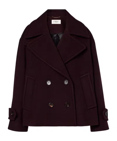 Chloé Double-breasted Coat In Purple