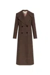 Chloé Double-breasted Coat With A Check Pattern In Brown