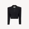 Chloé Double-breasted Cropped Spencer Jacket In Striped Wool In Black