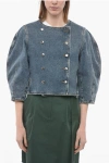 CHLOÉ DOUBLE-BREASTED DENIM JACKET WITH 3/4 SLEEVES